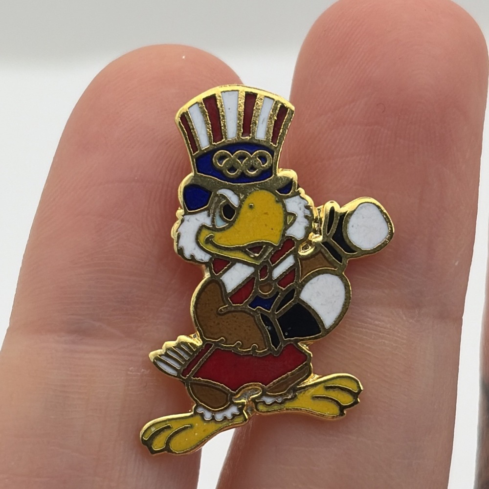 1984 Los Angeles Olympics Sam The Eagle Boxing Event Lapel Hat Pin